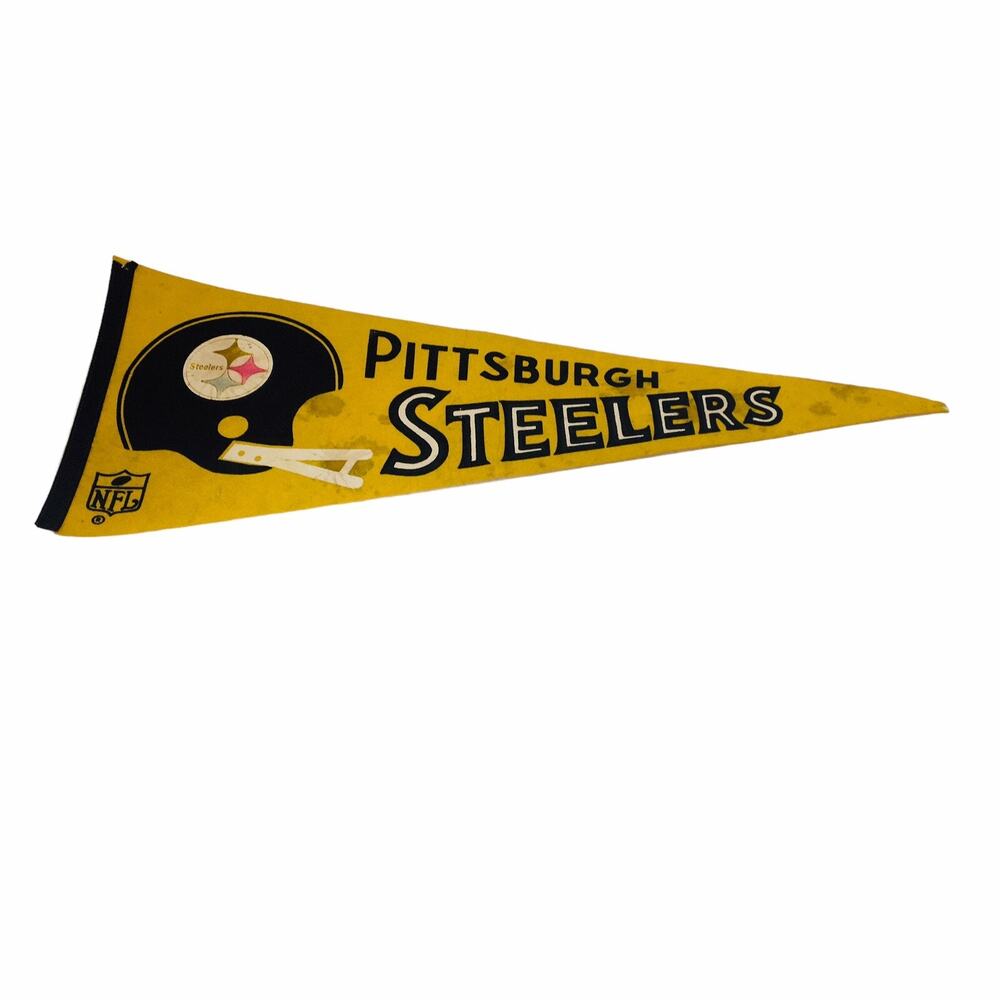 Vintage Pittsburgh Steelers 80's Banner Pennant Official NFL Rare Some Stains